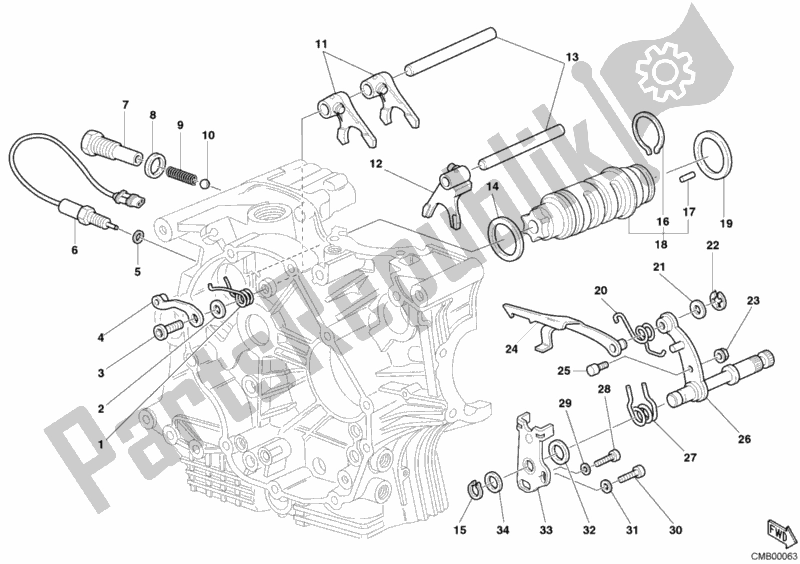 All parts for the Gear Change Mechanism of the Ducati Sportclassic Sport 1000 Single-seat JAP 2007